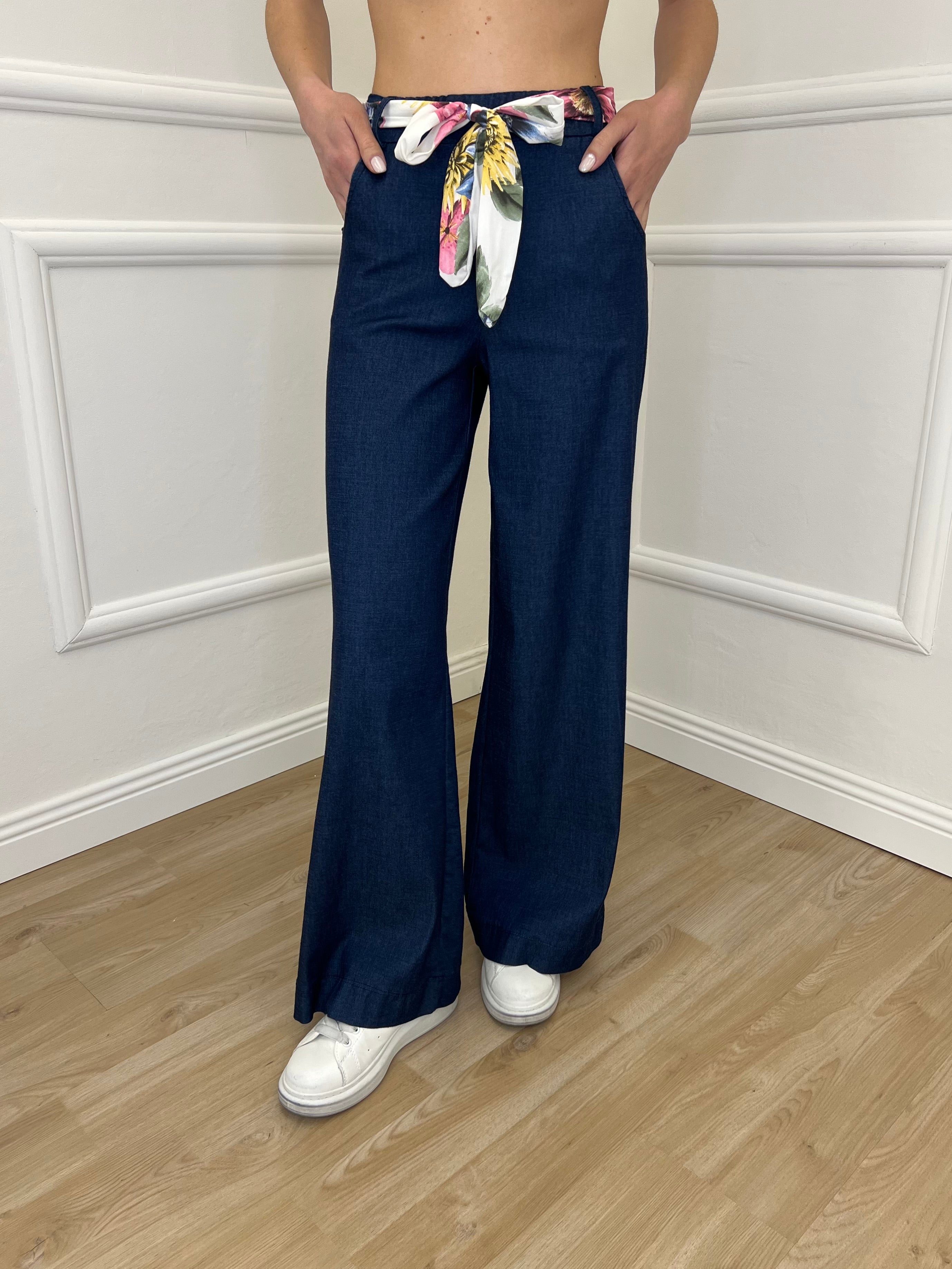 Pantalone Chambray Fusciacca 1476 Blu