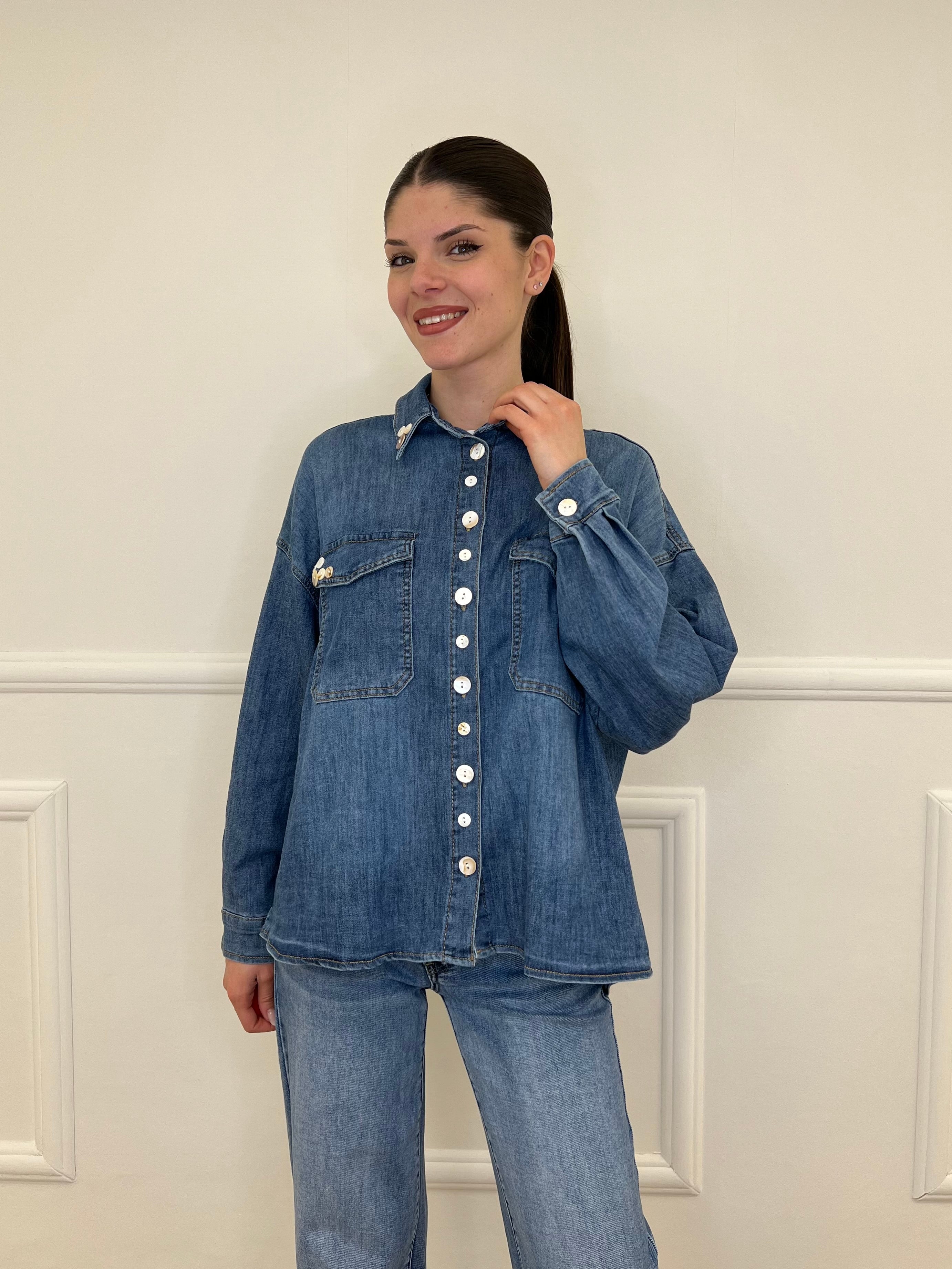 Camicia Denim Over Bottoni JC971