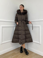 Piumino Lungo Pelliccia 0631 Moro