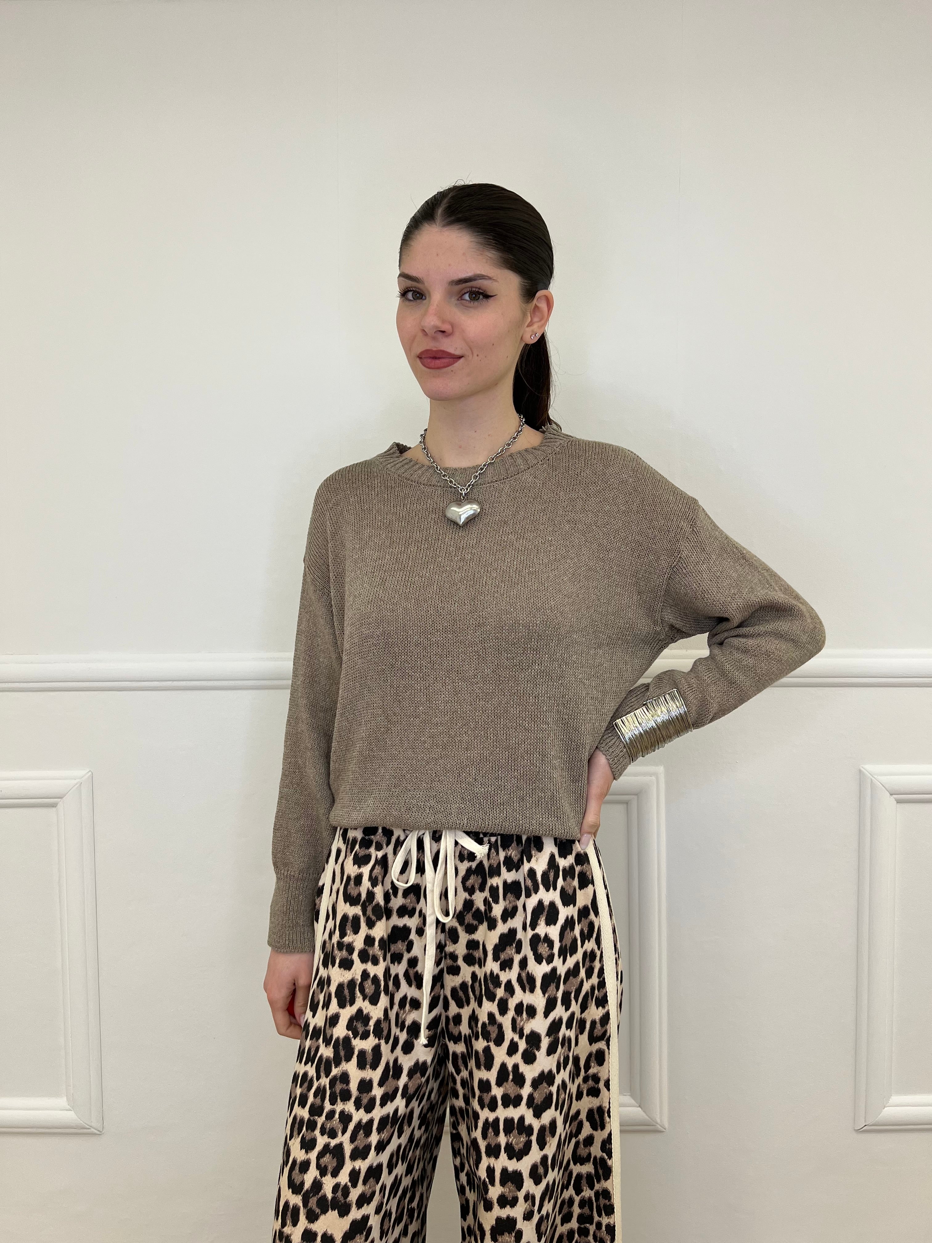 Maglia Over Cotone 3686 Taupe