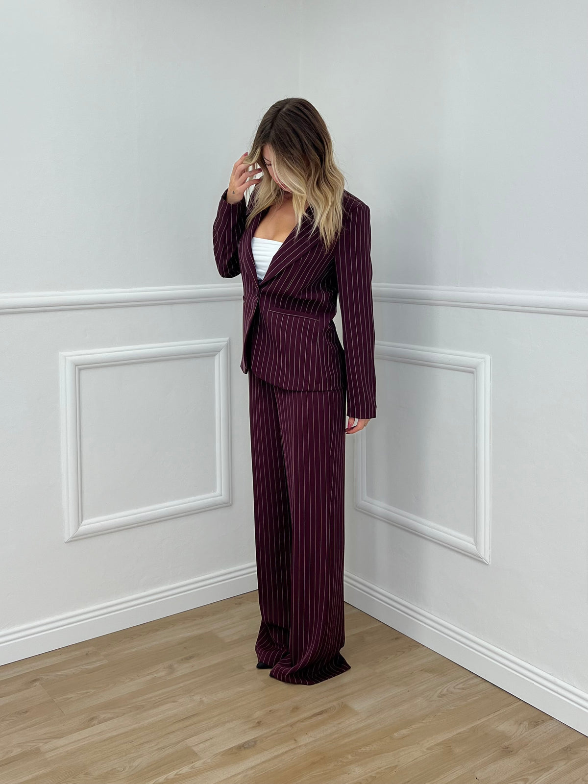 Tailleur Gessato Monopetto 83459 Burgundy