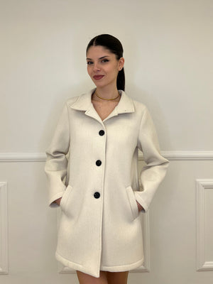 Cappotto Neoprene Colletto 990762 Ecru