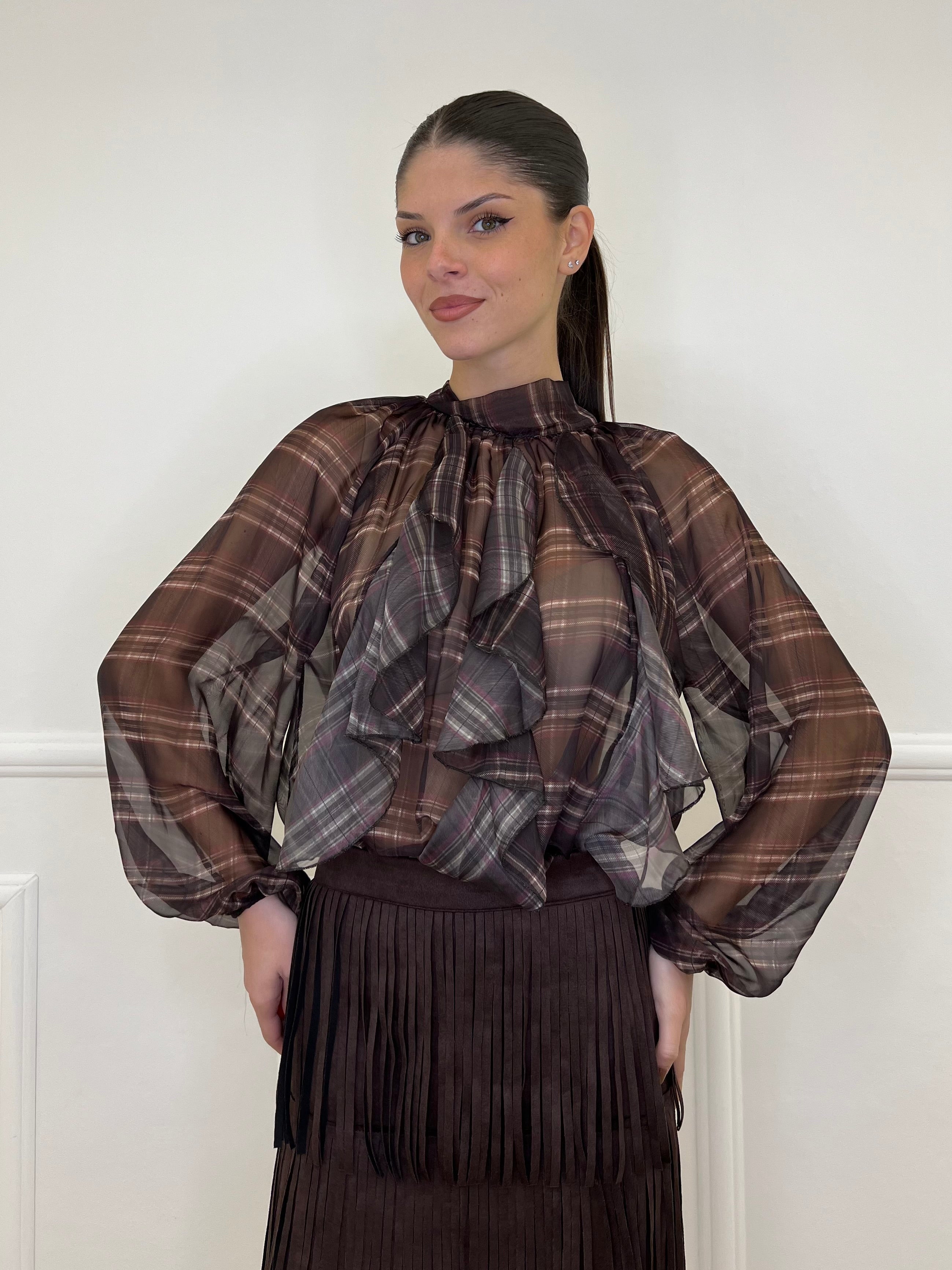 Camicia Madras Jabot L5327 Moro