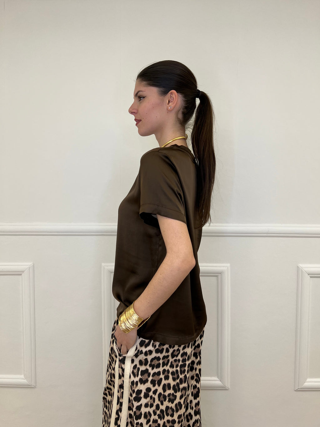 Maglietta In Raso Di Viscosa 82008 Moro