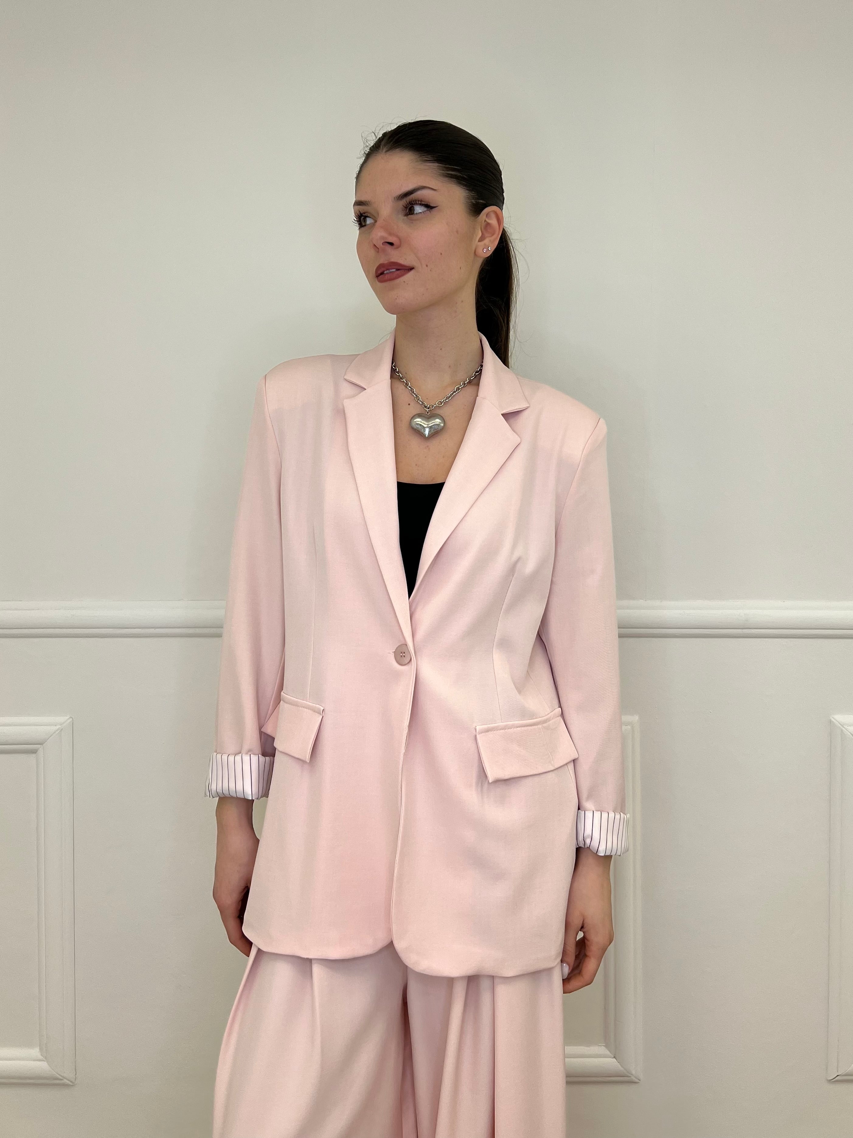 Blazer Con Fodera Gessata 216401 Rosa