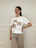 T-shirt Over Palme e Strass