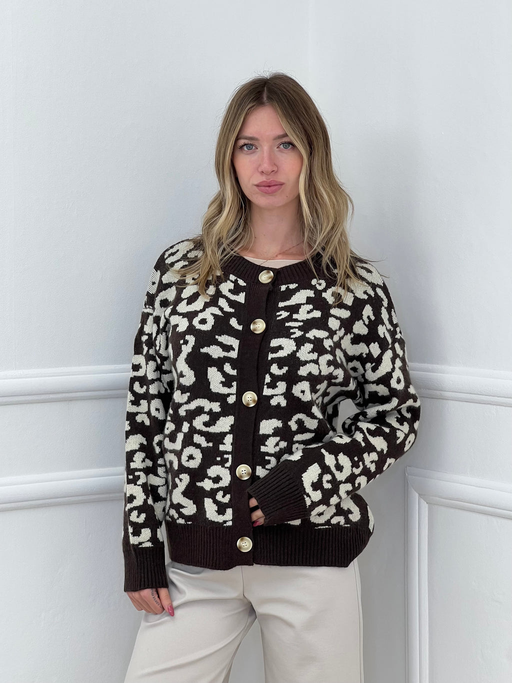 Cardigan Coreana Maculato 1907 Marrone