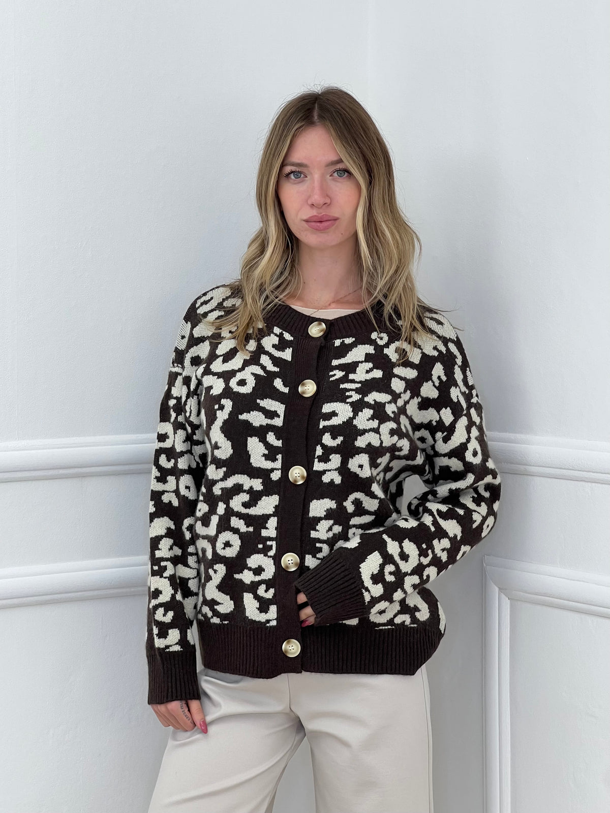 Cardigan Coreana Maculato 1907 Marrone
