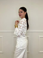 Cardigan Crochet 28116 Bianco
