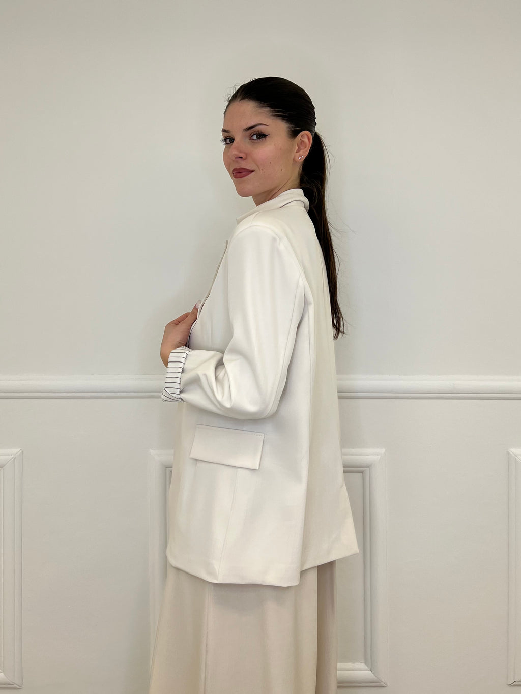 Blazer Con Fodera Gessata 216401 Beige