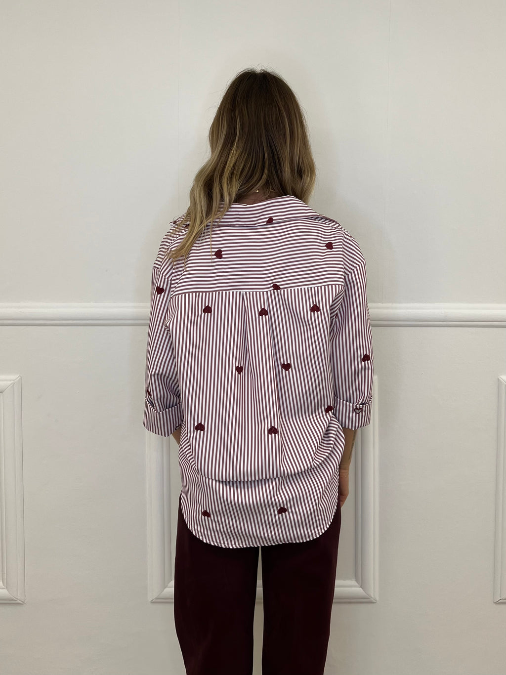 Camicia Cuori Ricamati 1255 Bordeaux
