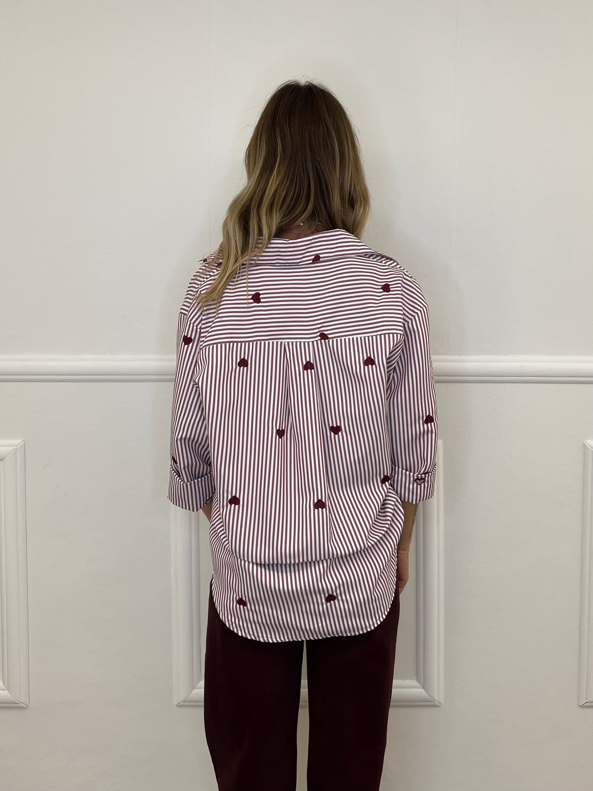 Camicia Cuori Ricamati 1255 Bordeaux