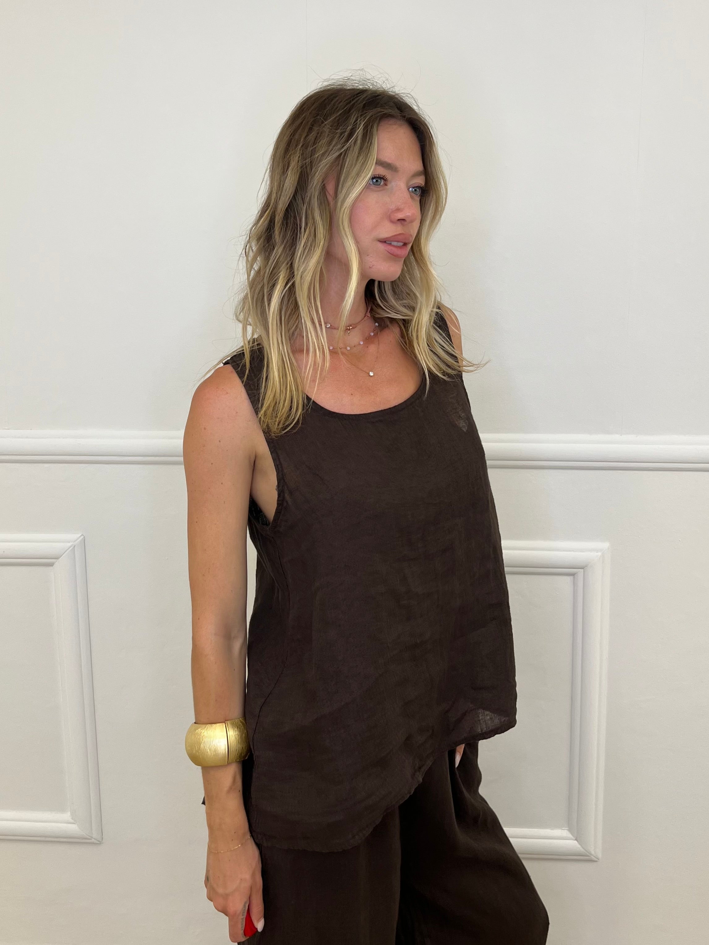 Top 100% Lino Bottoncini 89225 Moro