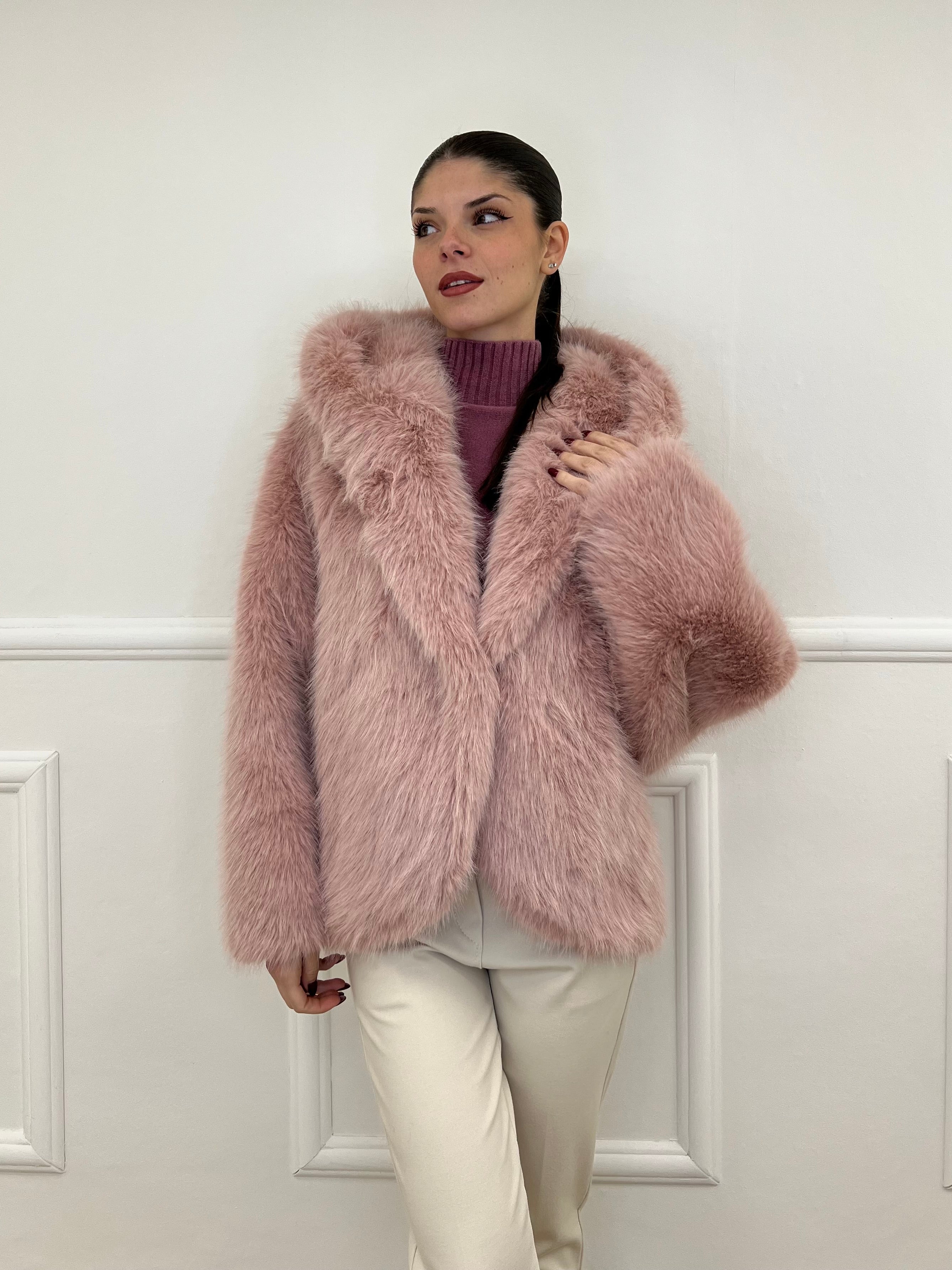 Pelliccia Cappuccio 9422 Rosa