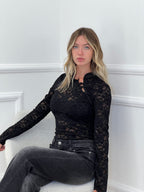 Camicia Pizzo Alamari 12314 Nero