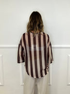Camicia Over a Righe 2907 Marrone