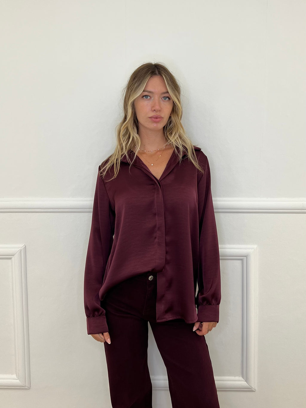 Camicia Doppio Satin 25924 Burgundy