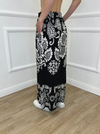 Pantalone Gaucho Paisley Coulisse 801 Nero