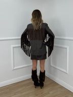 Blazer a Righe con Frange 4705 Marrone