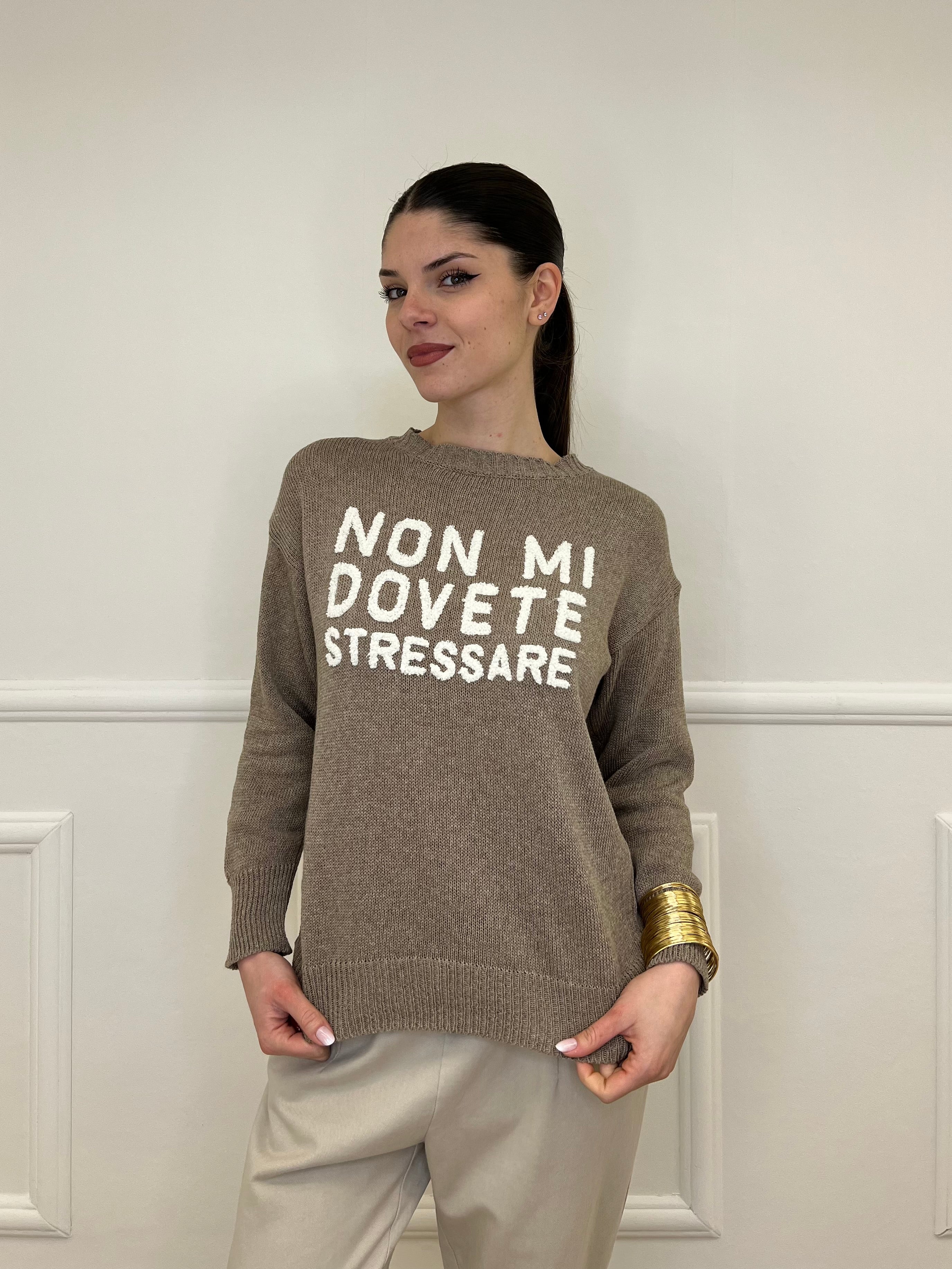 Maglia "Non Mi Dovete Stressare" 3695 Taupe