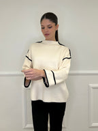 Maglia Profili Contrasto 5337 Panna