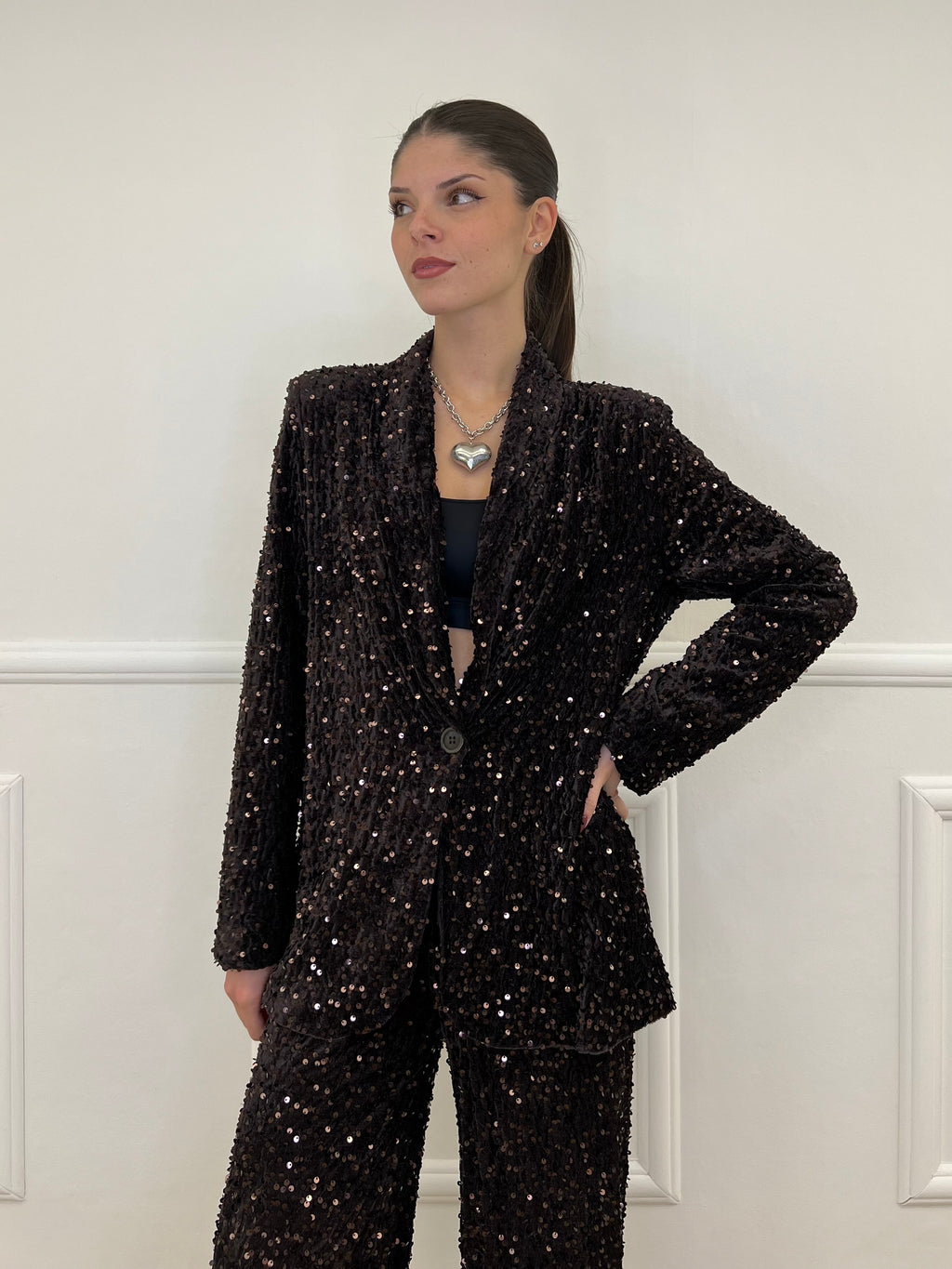 Giacca Ciniglia Paillettes 2466 Moro