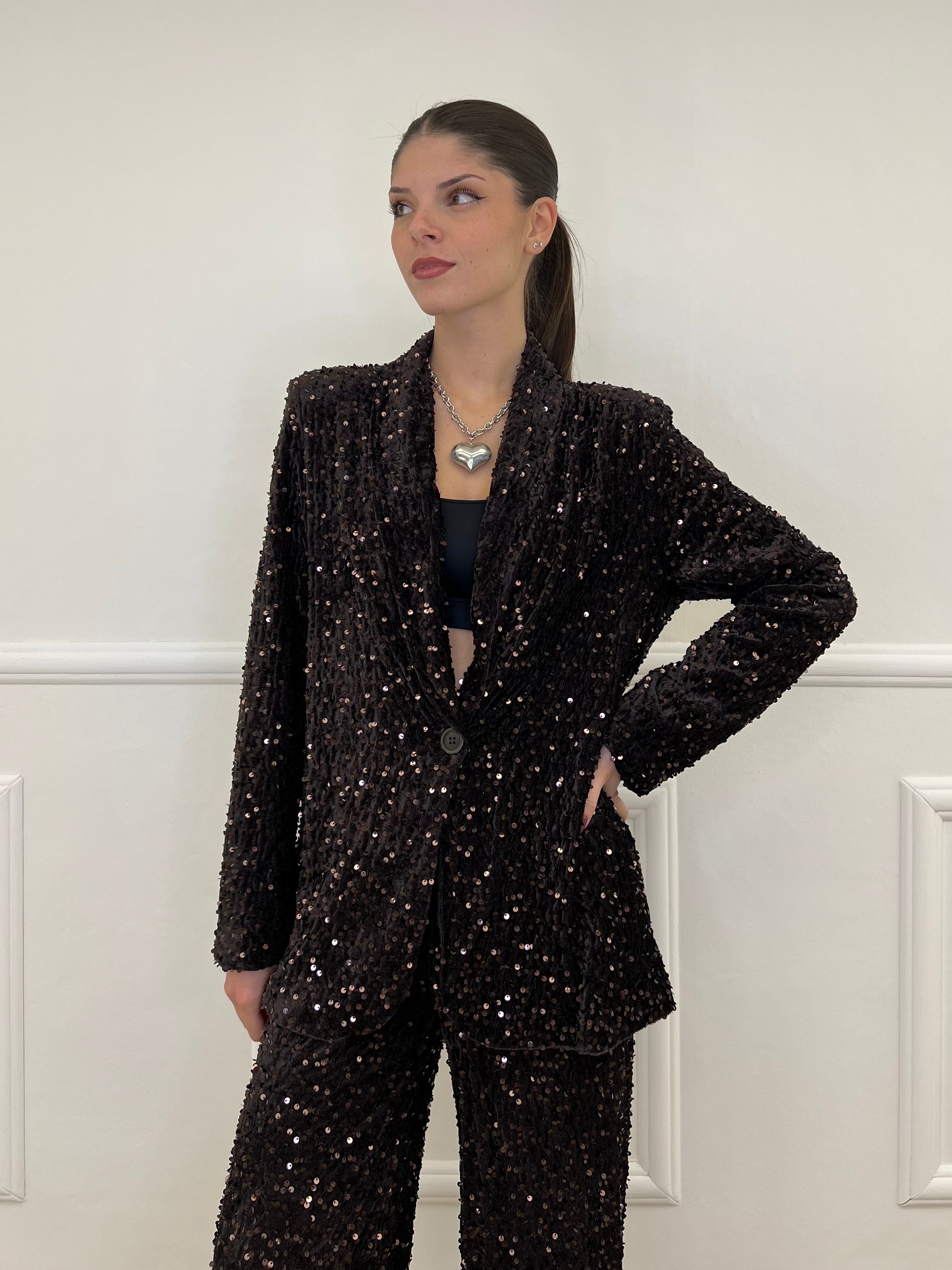 Giacca Ciniglia Paillettes 2466 Moro