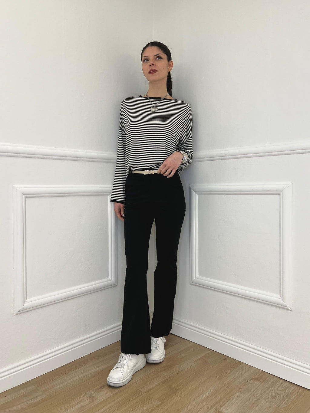 Pantalone Flare Cintura 26513 Nero