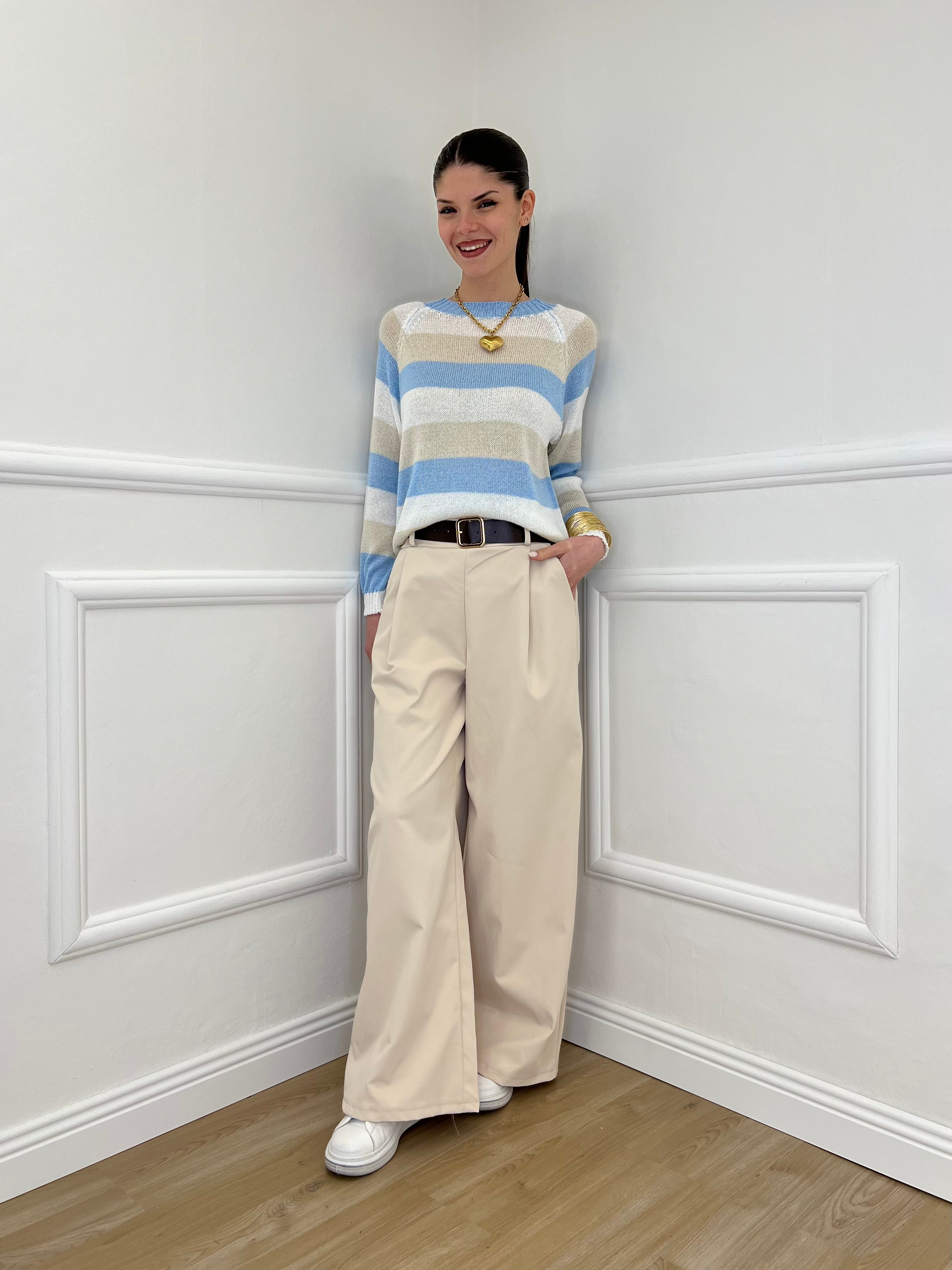 Maglia a Righe 25054 Azzurro