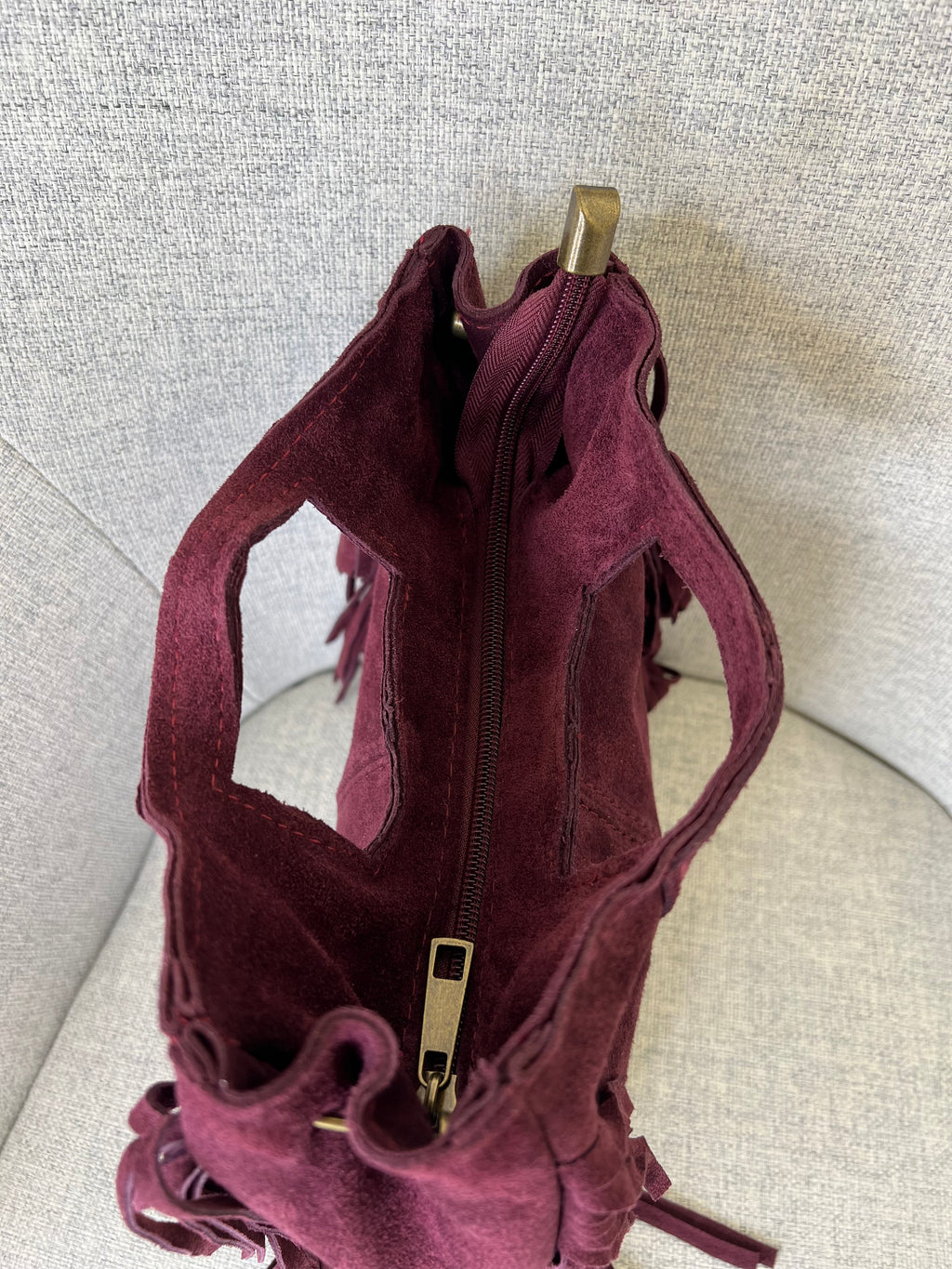 Borsa Vera Pelle Frange Manico VPF004