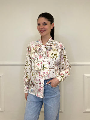 Camicia Floreale Con Fiocco 2598 Rosa