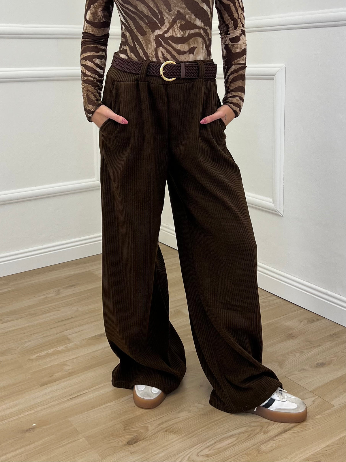 Pantalone Corduroy Cintura 27998 Marrone
