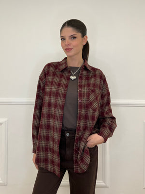 Camicia Madras Strass 19108 Burgundy