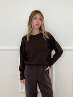Maglia Over Paillettes 5582 Marrone