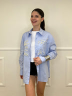 Maxi Camicia con Perle K880 Azzurro