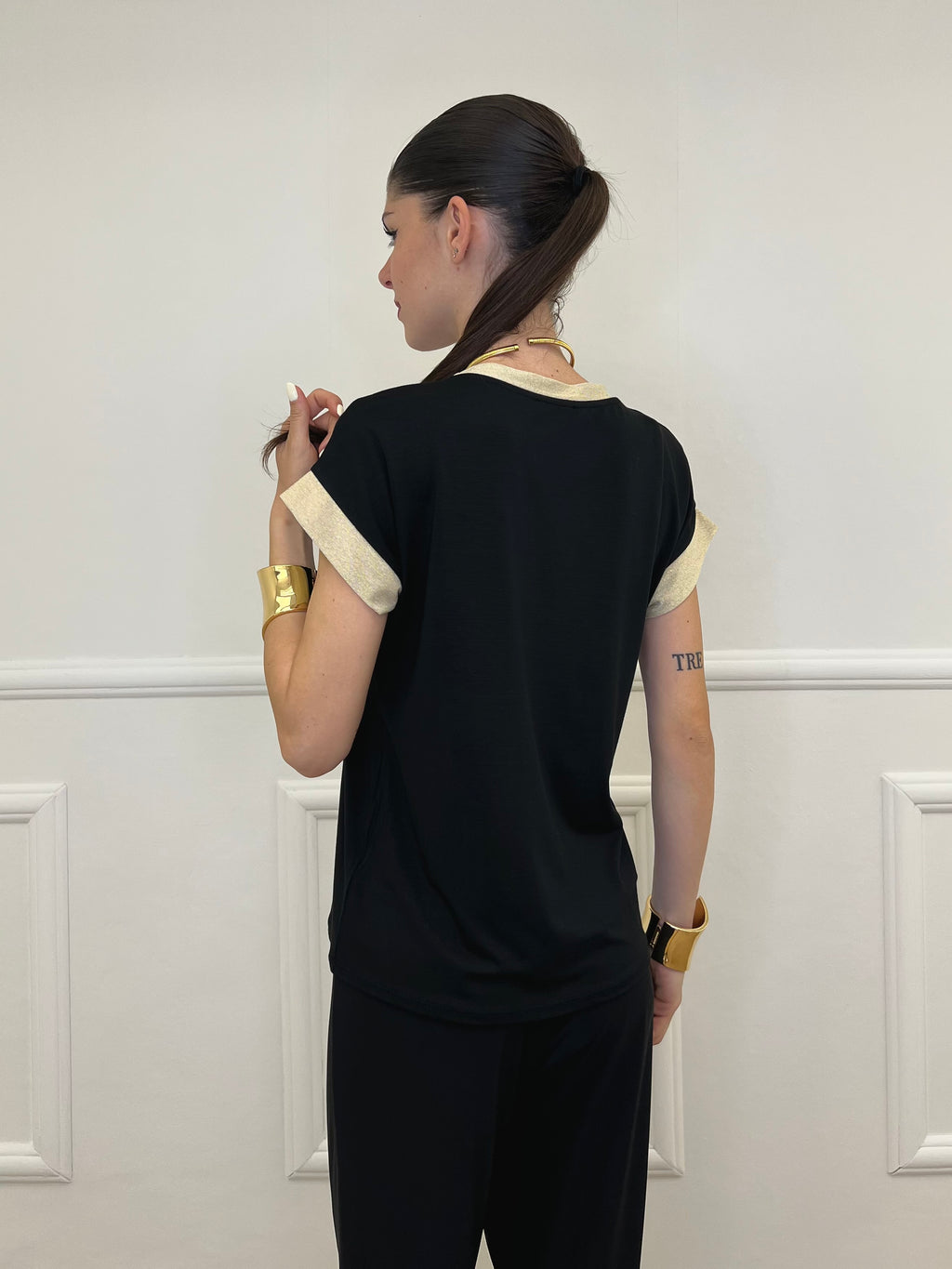 T-shirt Profili Lurex 24288 Nero