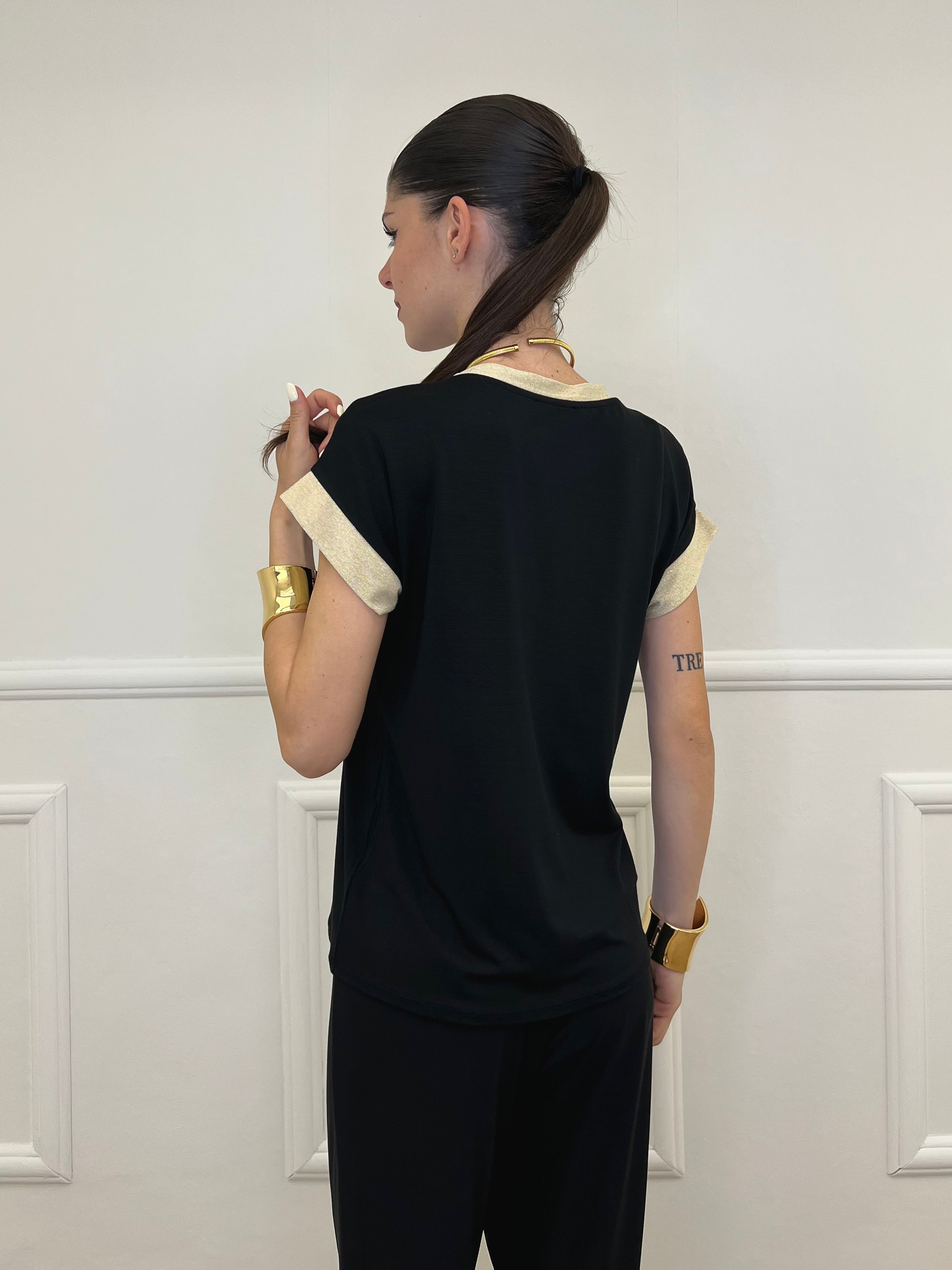 T-shirt Profili Lurex 24288 Nero