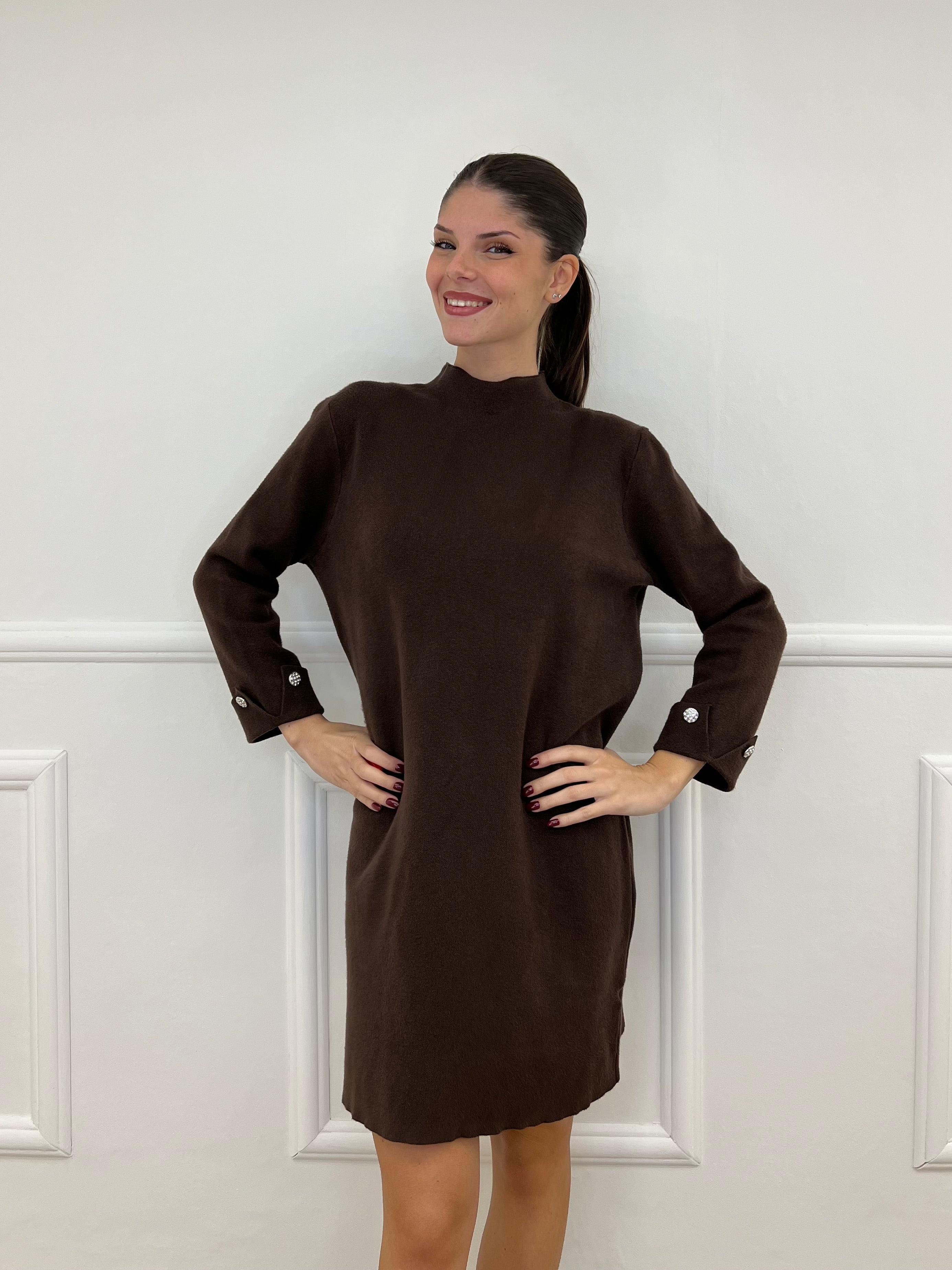 Abito in Maglia 9432 Marrone