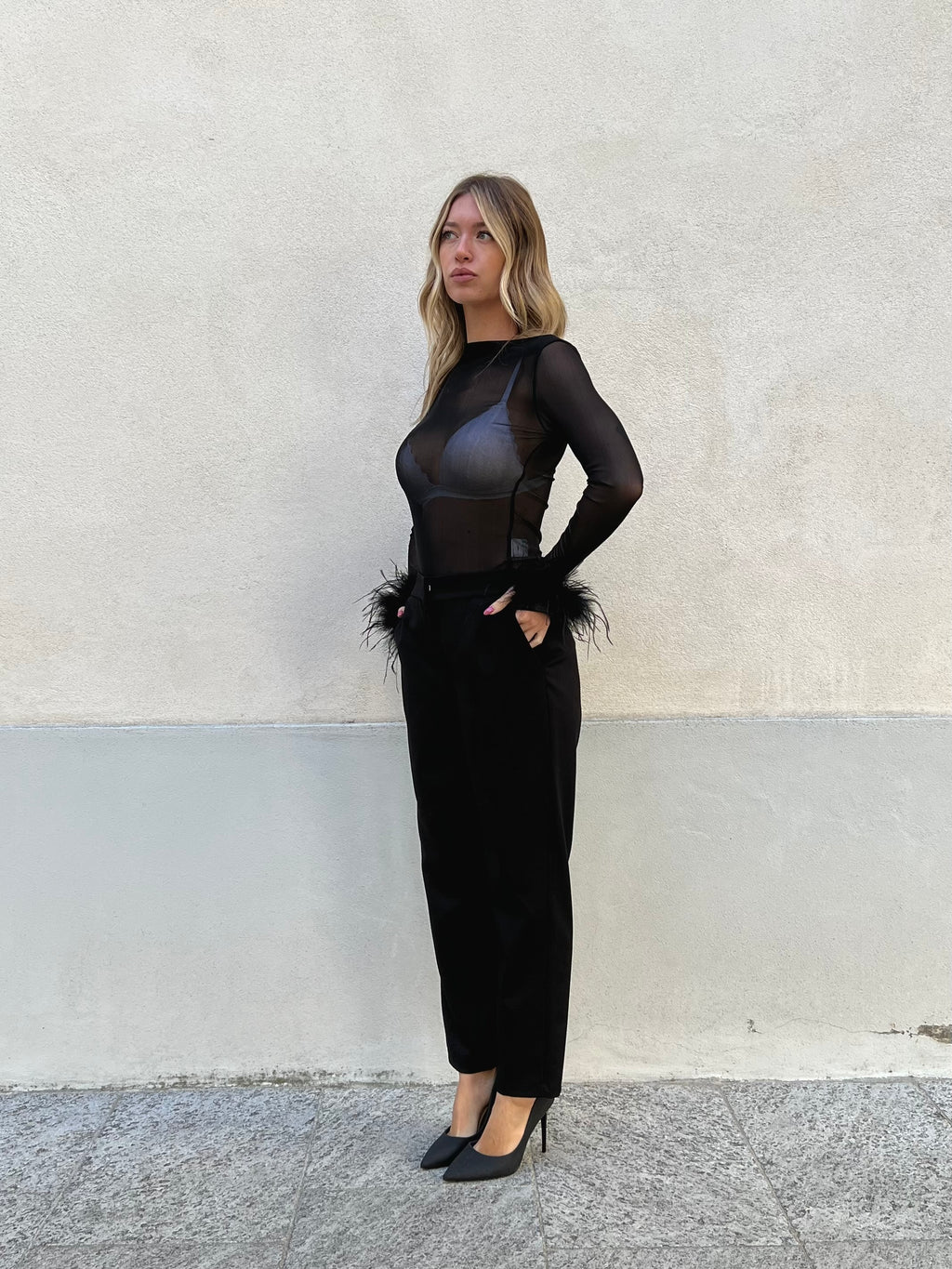 Maglia Tulle Piume Lumina LC260454A