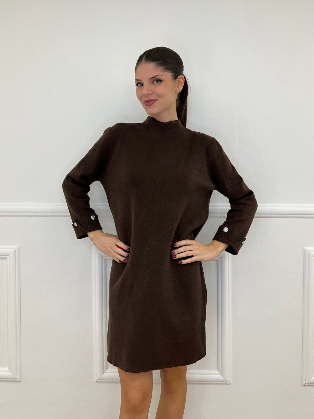 Abito in Maglia 9432 Marrone