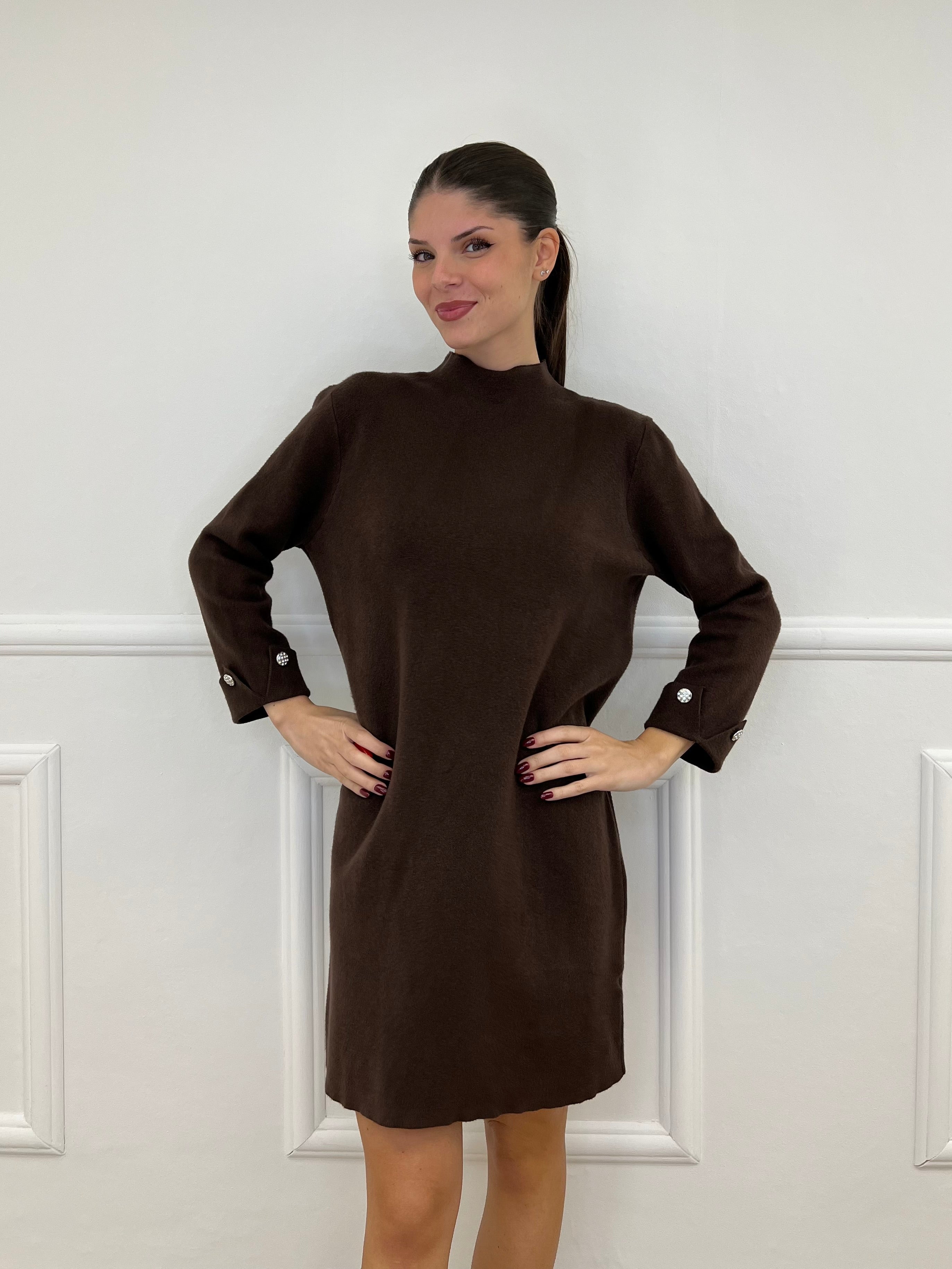 Abito in Maglia 9432 Marrone