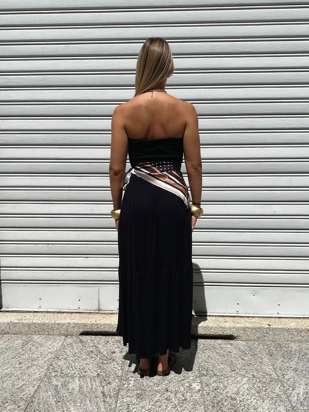 Abito Fascia Jersey Con Foulard 22556 Nero