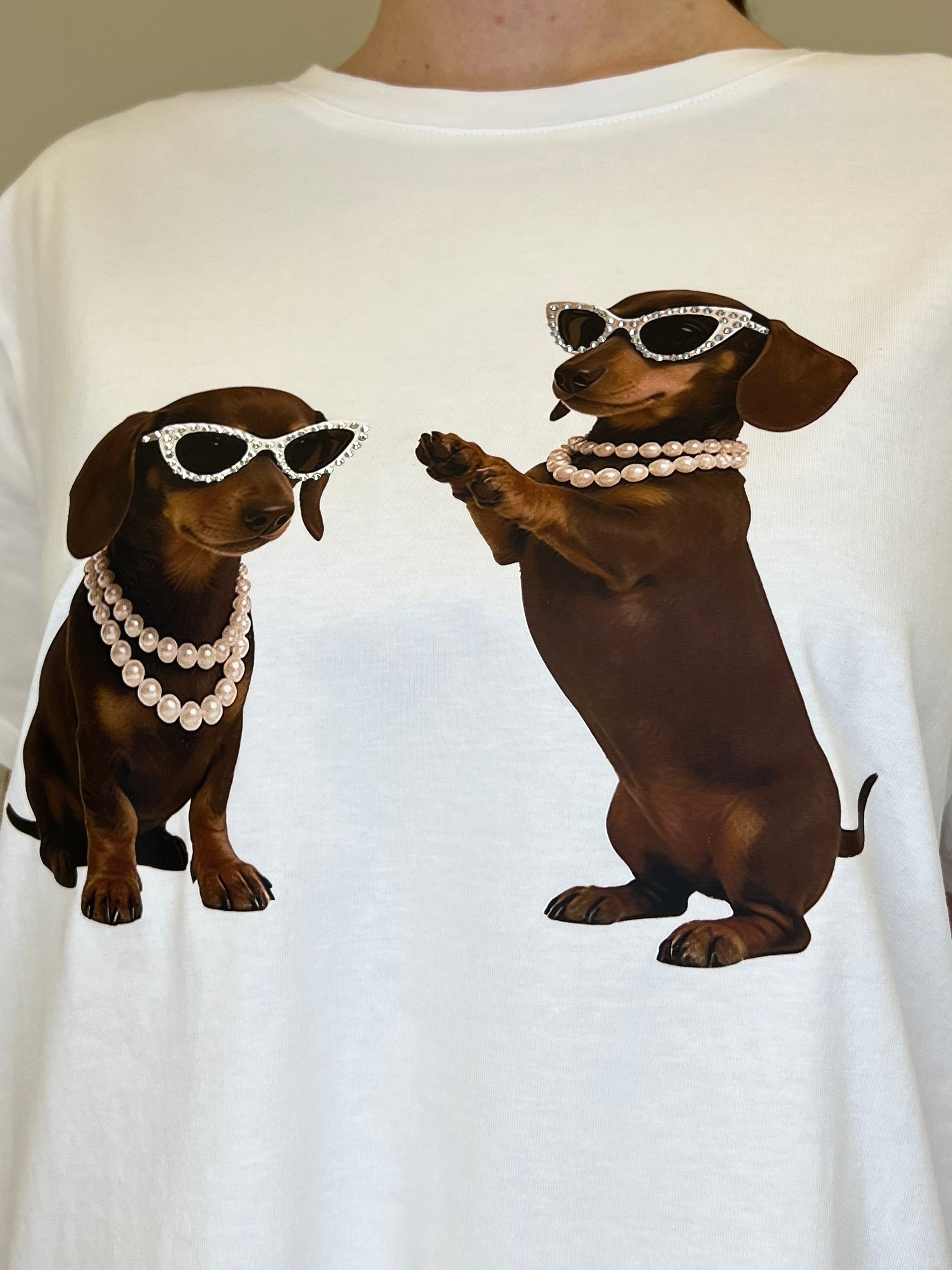 T-shirt Over Bassotti Occhiali e Strass