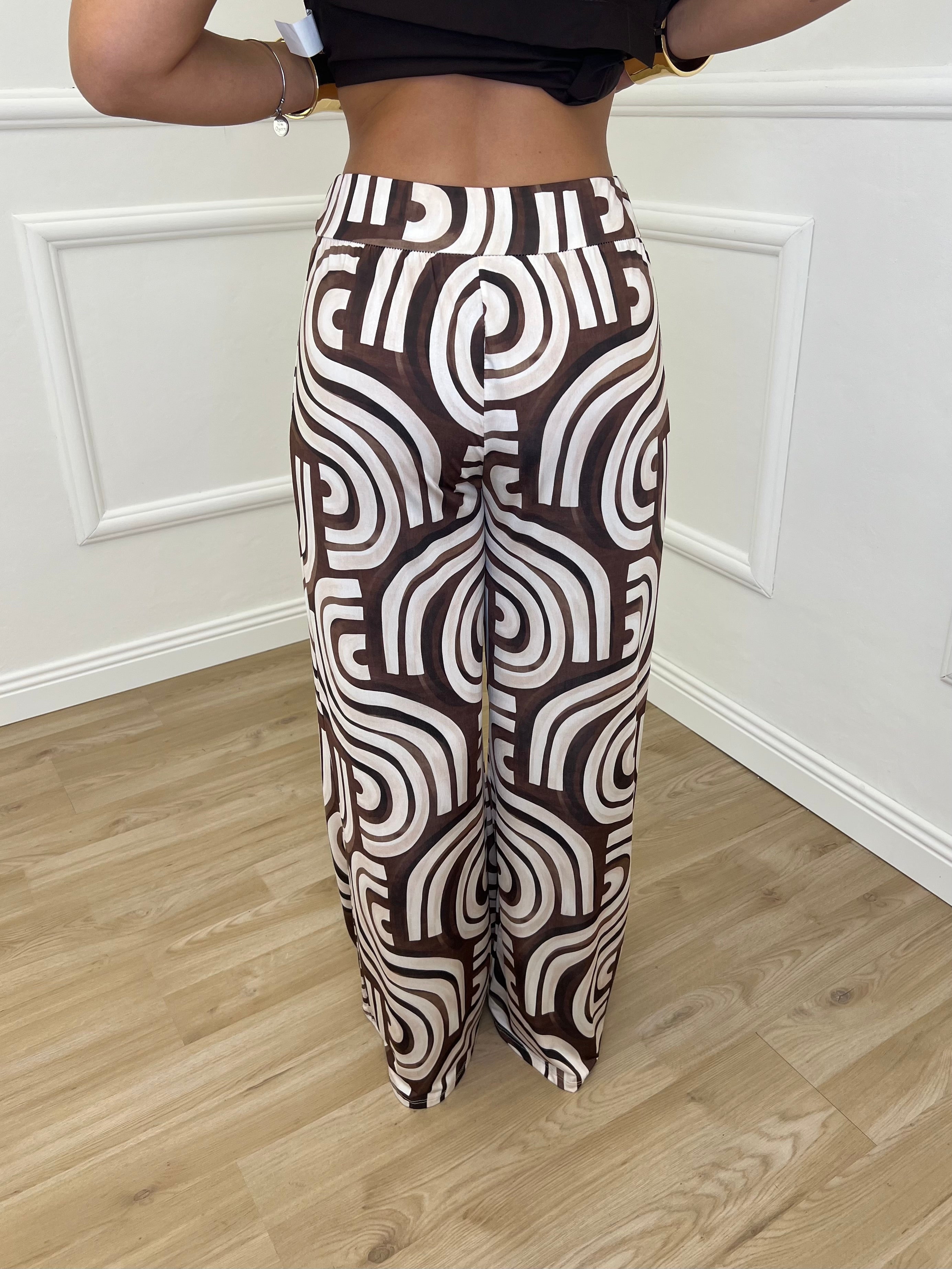 Pantalone Jersey Geometrico 9078 Marrone