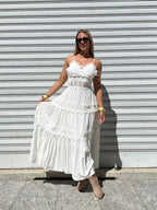 Abito Inserti Macramè 18085 Bianco
