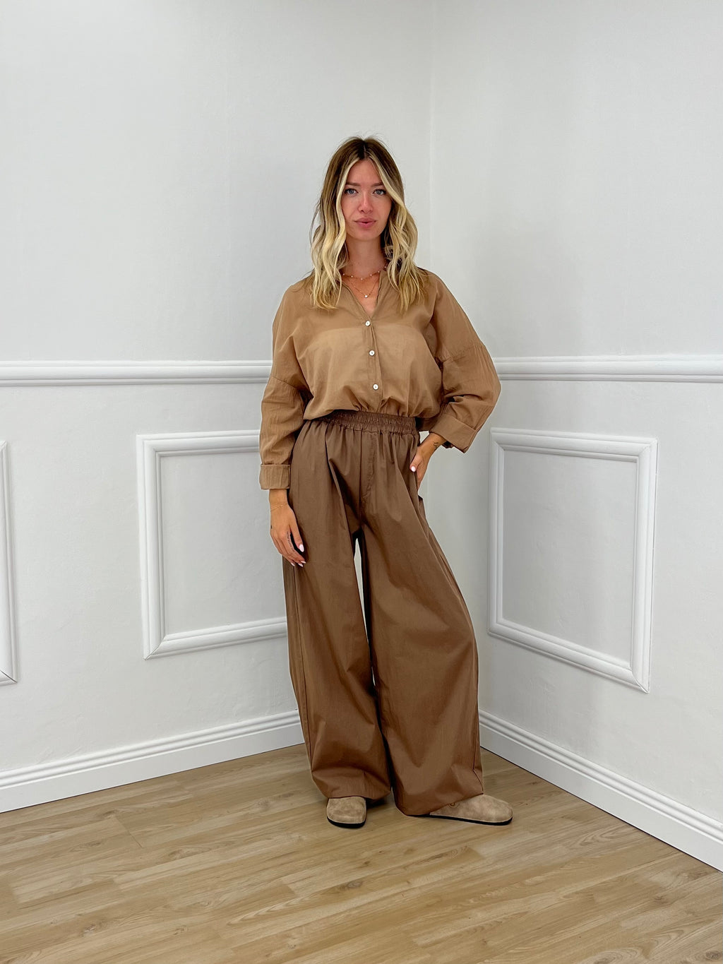 Pantalone a Palazzo Cotone 826121 Coccio