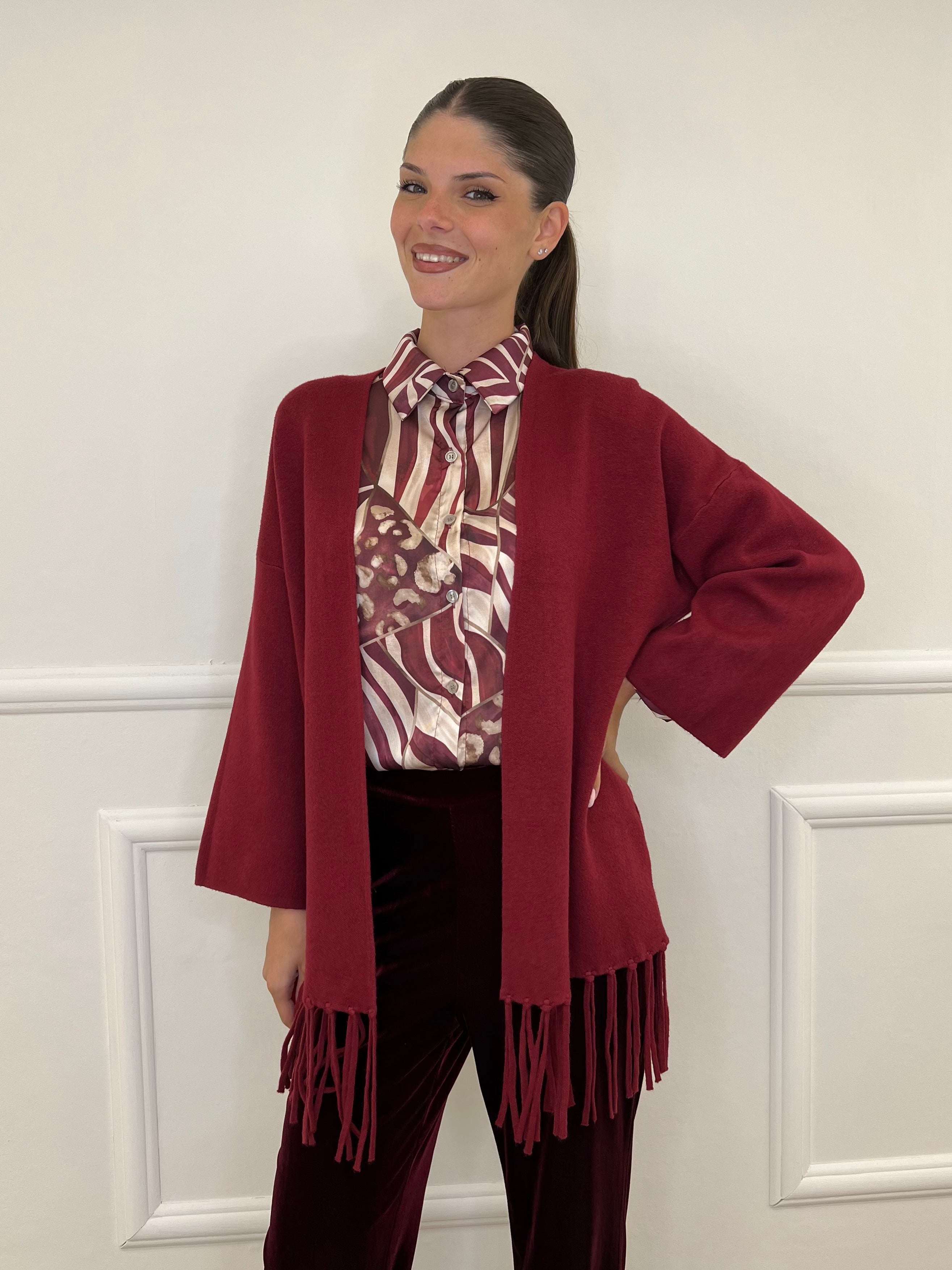 Cardigan Frange DL7296 India - Bazar Abbigliamento