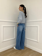 Jeans con Vita Elastica 9337 Azzurro