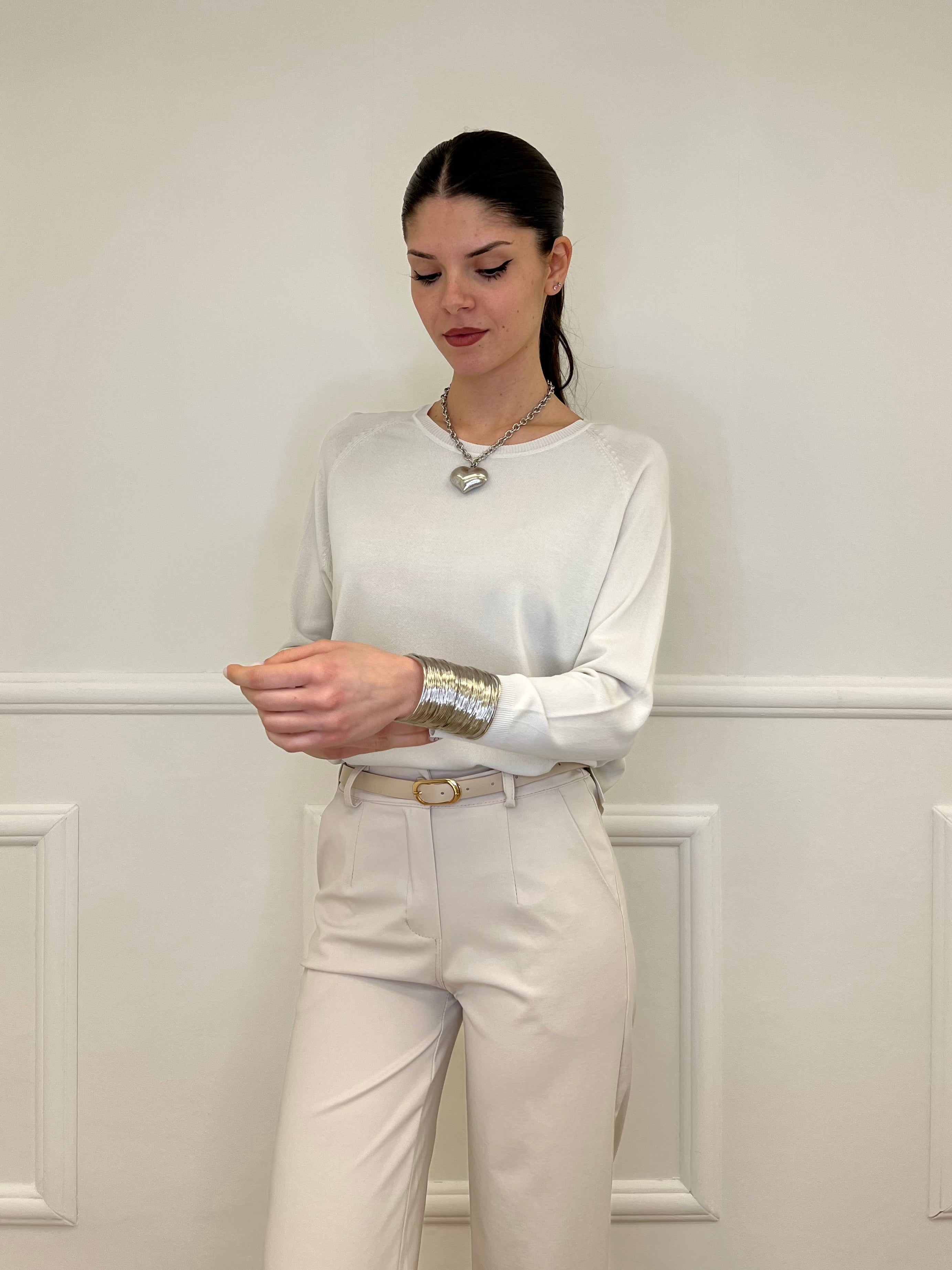 Maglia in Filo di Viscosa J185 Ecru