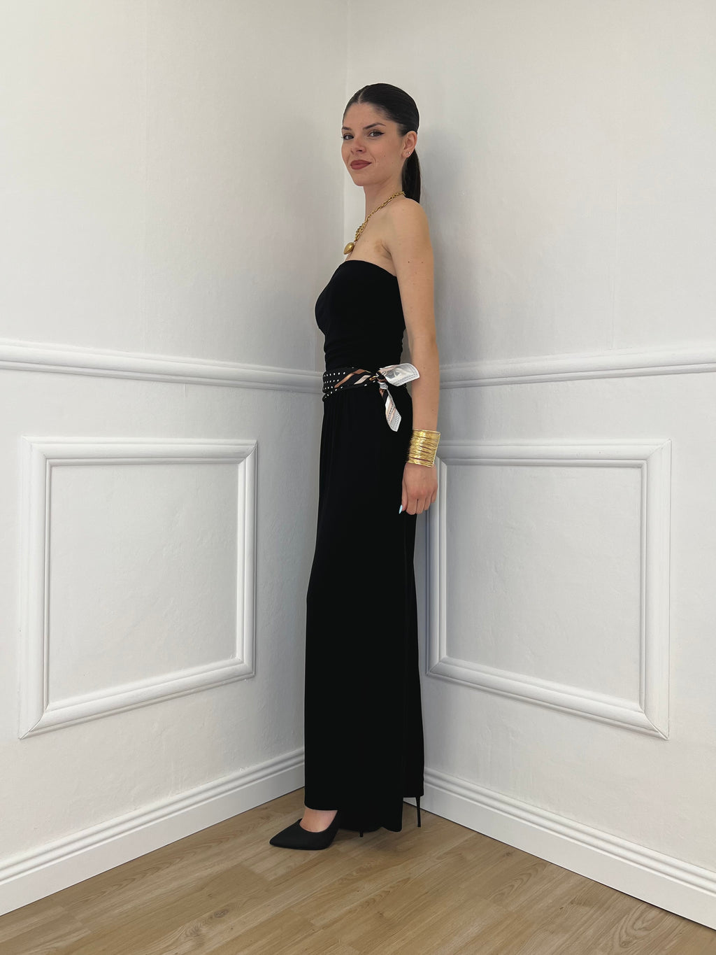 Tuta a Fascia Con Foulard 22498 Nero